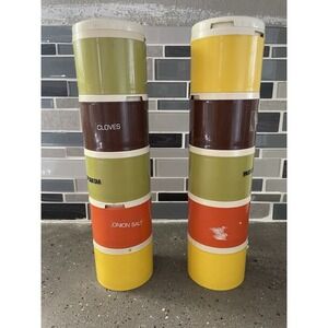 1970s Vtg Harvest Colors Tupperware Stacking Spice Shaker Set of 10 And Lids